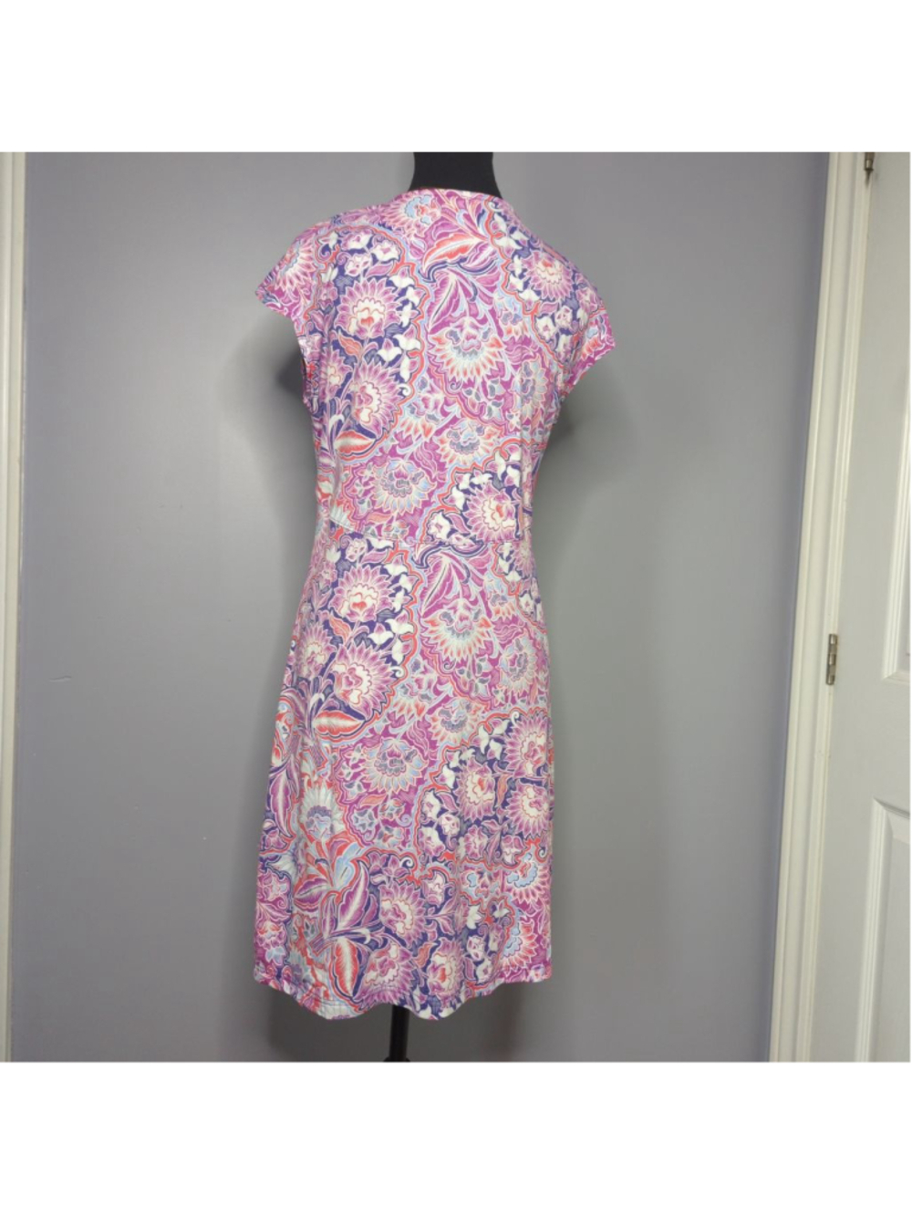 Title Nine Daring Diamalete Tech Dress - M - Purple Floral Paisley Travel - Picture 9 of 16